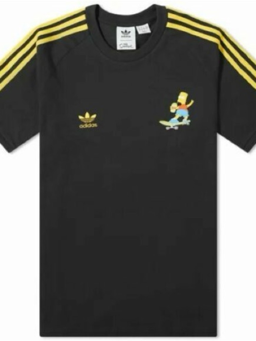 adidas Black Tee with Yellow Stripe & Bart Simpson Skate Graphic - Picture 3 of 7